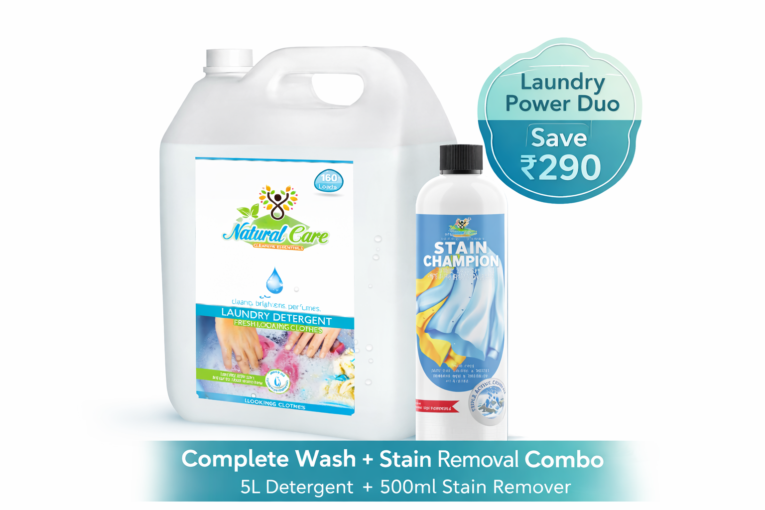 Laundry Value Bundle – 5L Liquid Detergent + 500ml Stain Remover