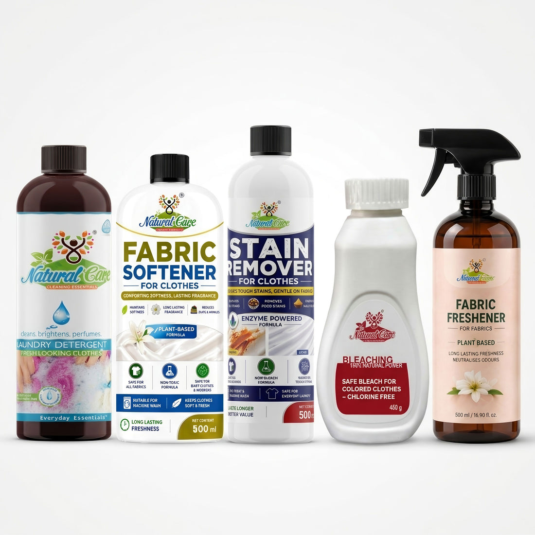 Natural Care Complete Laundry Combo | Detergent + Softener + Stain Remover + Oxy Bleach + Fabric Freshener