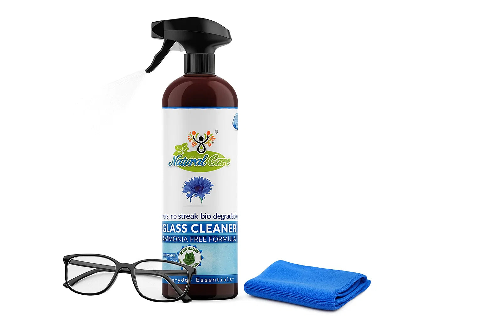 Natural Care Streak-Free Glass & Mirror Cleaner Spray – 500 ml x 2 | No Smudges, No Residue