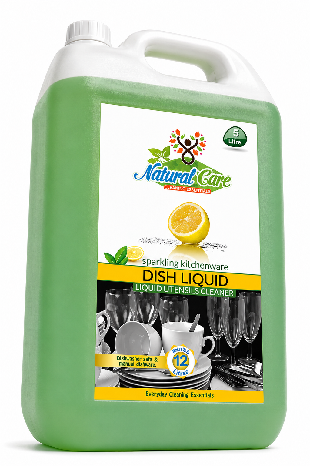 Natural Care Bio-Degradable Dishwash Gel | Lemon Variant | Powerful Degreaser | 5 Litre