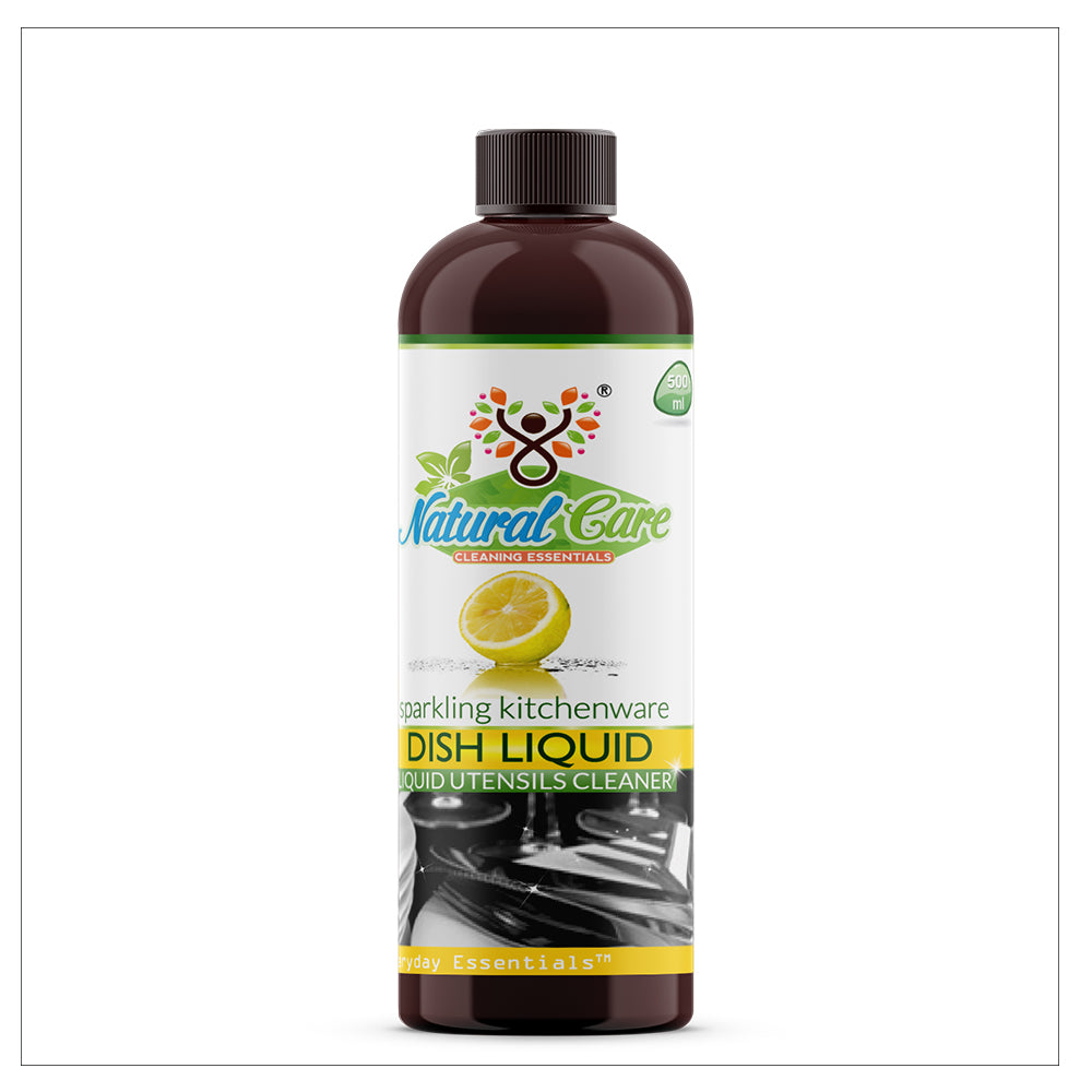 Natural Care Natural Dishwashing Liquid Soap | Plant-Based Dishwash Gel | Sulfate-Free Kitchen Dish Cleaner | Lemon | 500 ml x 2