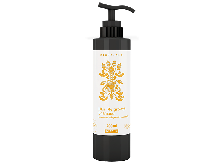 EIGHT.OLD Hair Re-Growth Shampoo | Ginger-Infused Scalp Stimulant | Sulfate-Free, pH Balanced | 200 ml