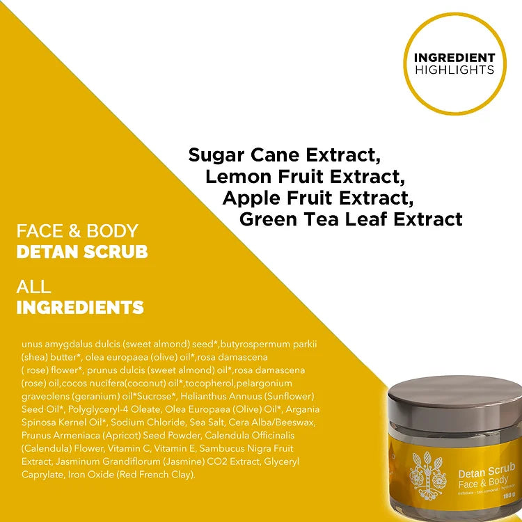 EIGHT.OLD Smoothing Face & Body De-Tan Scrub | Exfoliating Brightening Formula for Tan Removal | 100 g