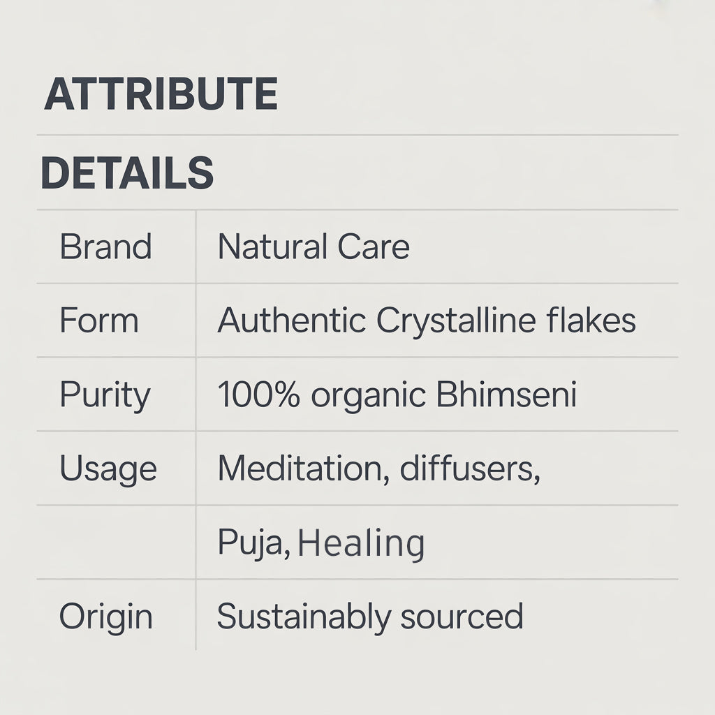 Natural Care Bhimseni Camphor | 100% Pure & Natural | Aromatherapy, Puja & Freshening Use