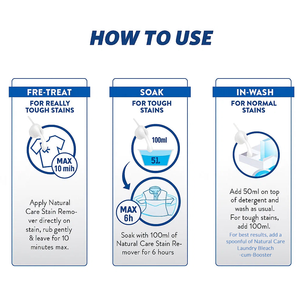 Natural Care Laundry Stain Remover | Spot & Stain Cleaning Booster | 500 ml